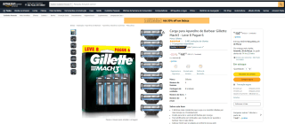 Refil de Barbeador Gillette Mach3 (Leve 8 Pague 6) - R$ 44,09