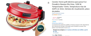 Horno eléctrico pizzas - Cecotec Fun Pizza&Co Mamma Mia por 51,98€