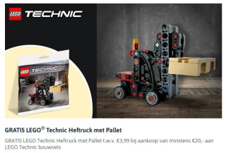 Gratis LEGO Technic Heftruck met Pallet bij besteding van €20 aan LEGO