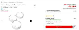 TP-Link Deco X50-PoE - Mesh WiFi - Wifi 6 (3-pack) voor €216 bij Mediamarkt