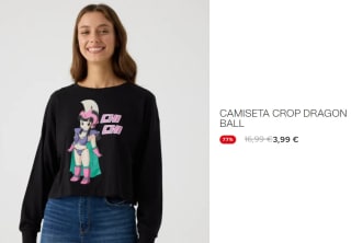 Camiseta Crop de Manga Larga para Mujer de Dragon Ball por 3.99€