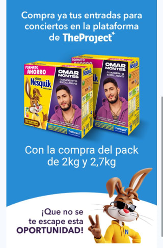 -10% descuento en concierto en la plataforma the project con Nesquick