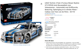 LEGO Technic2 Fast 2 Furious Nissan Skyline GT-R (R34) auto voor €105,65 bij Amazon