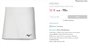 Falda Mizuno Flex Skort por 12€