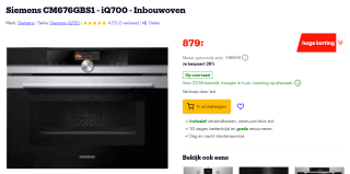 Siemens CM676GBS1 - iQ700 - Inbouwoven voor €879 bij Bol.com