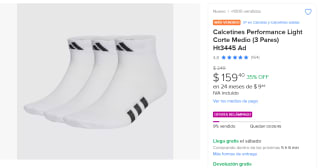 3 Pares de Calcetines Performance Light Corte Medio $159 | Mercado Libre