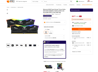 Memoria RAM Team Group T-Force Delta RGB DDR5 6000MHz 32GB 2x16GB CL30 Dual AMD EXPO e Intel XMP por solo 99,99€
