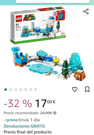 Super Mario 71415 Lego Super Mario Set Expansión Traje De Mario Y Mundo Helado por 17€.