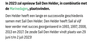 Gratis Toegang Sail Den Helder van 29 juni tot en met 2 juli
