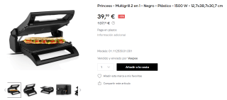 PRINCESS - Multi Grill 2 en 1 1500W por 39,99€
