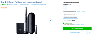 Oral-B iO Series 7w Zwart met timer en extra opzetborstel voor €119 bij Coolblue