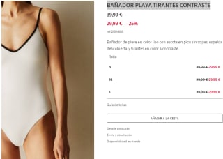 25% dto en Bañadores mujer ZARA HOME