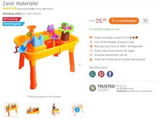 Zand- Watertafel met 20 accessoires voor €15 bij Lobbes