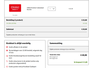 Prijsfout! E-voucher cadeaukaart Kruidvat van €25 voor €20