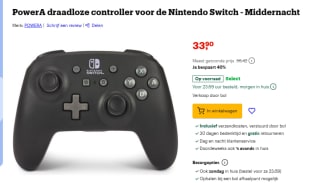 PowerA draadloze controller Nintendo Switch voor €33,90 bij Bol