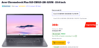 Acer Chromebook Plus 515 (CB515-2H-32UH) voor €369 bij Bol.com