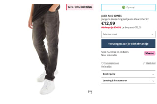 JACK AND JONES Liam Original Jeans Zwart Denim Jongens jeans voor €12,99 bij MandM Direct