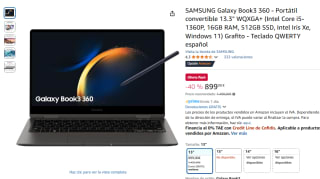 Convertible 2 en 1 Samsung Galaxy Book3 360, i5-1340P EVO, 16GB, 512GB SSD, 13,3", W11 por 899€