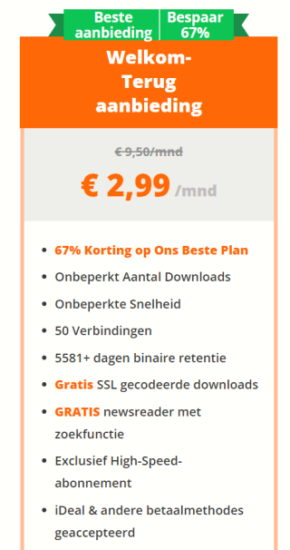 Eweka usenet nieuwsgroepen abonnement voor 2,99 p/m