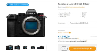 Panasonic Lumix DC-S5E-K Body voor €1399 na cashback bij Fotodevakman