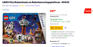 LEGO City Ruimtebasis en Raketlanceringsplatform voor €69,99 bij Bol