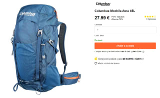 Columbus Mochila Atna 45L por 27,99€