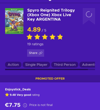 Spyro Reignited Trilogy Xbox Series X/S Argentina for £3.12 at Eneba