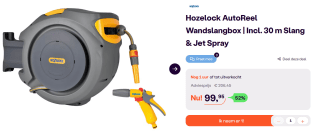 Hozelock AutoReel Wandslangbox Incl. 30 m Slang & Jet Spray voor €99,95 bij iBood