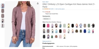 ONLY Onllesly L/S Open Cardigan voor €10,49 bij Amazon