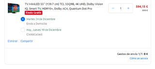 TV MiniLED 65" TCL 65Q9B, 4K UHD, Dolby Vision IQ por 764,15€ y la de 55" pulgadas por 594€