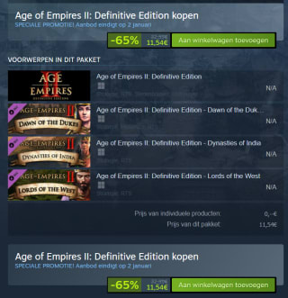 Age of Empires II: Definitive Edition voor €11,54 via Steam