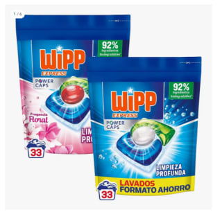 Wipp Express Power Caps Detergente en Cápsulas para Lavadora Limpieza Profunda, Eficaz en Agua Fría 33 + 33 lavados por 10.99€ (Cuenta Nueva 6.6€)