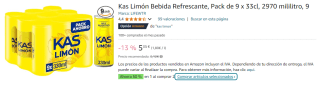 2 Packs de 9 latas de 330ml de Kas Limón por 7.72€