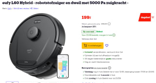 EUFY L60 Hybrid Robotstofzuiger met dweilfunctie 5000 Pa zuigkracht voor €199 bij Bol.com