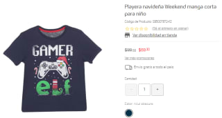 Playera Navideña Weekend para Niño por $69 en Suburbia
