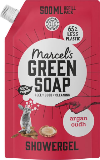 6x Marcel's Green Soap Shower Gel Navulling Argan & Oudh 500 ml voor €8,49 bij Bol.com