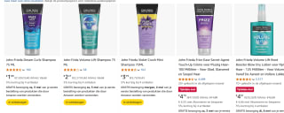 Tot 50% korting op diverse geselecteerde John Frieda producten bij Amazon