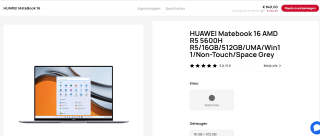 Huawei Matebook 16 (53012XUT) voor €849 bij Huawei