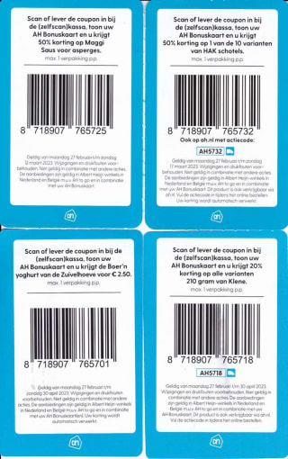 Diverse Albert Heijn kortingscoupons van maart/april 2023