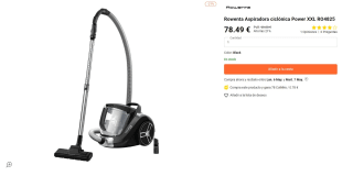 Aspiradora ciclónica Power XXL RO4825 marca Rowenta por 78,49€