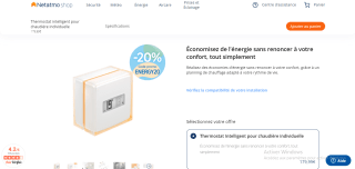 Thermostat Intelligent pour Chaudière Individuelle Netatmo à 179,99€
