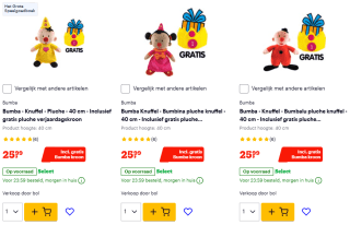 Gratis verjaardagskroon bij aankoop van een Bumba knuffel