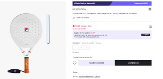 Pala de Pádel FILA The Velocitas Pala Vintage Fila de Control y manejabilidad + Protector por 41.31€ (Cuenta Nueva 31.31€)