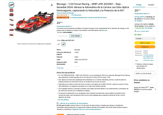 Bburago 1/24 FERRARI Racing 499P LMH 2023 por solo 25,95€