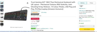 Trust Gaming GXT 1863 Mechanical Keyboard - £19.99