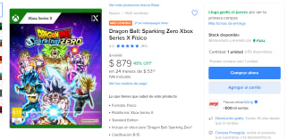 Dragon Ball: Sparking Zero Xbox por $879 | Descuento Mercado Libre