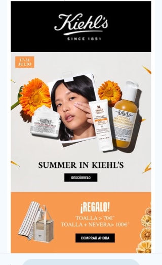 Toalla y Nevera gratis con compra en Kiehl's.