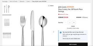 John Lewis Anyday Dine Cutlery Set (18-Piece) – Available for £14