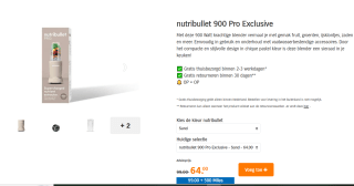 Nutribullet Exclusive - Blender - 900 Watt voor €64 bij de AH
