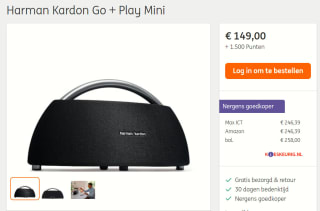 Harman Kardon Go+Play Zwart - Draadloze Bluetooth Speaker voor €149 + 1.500 ING Punten